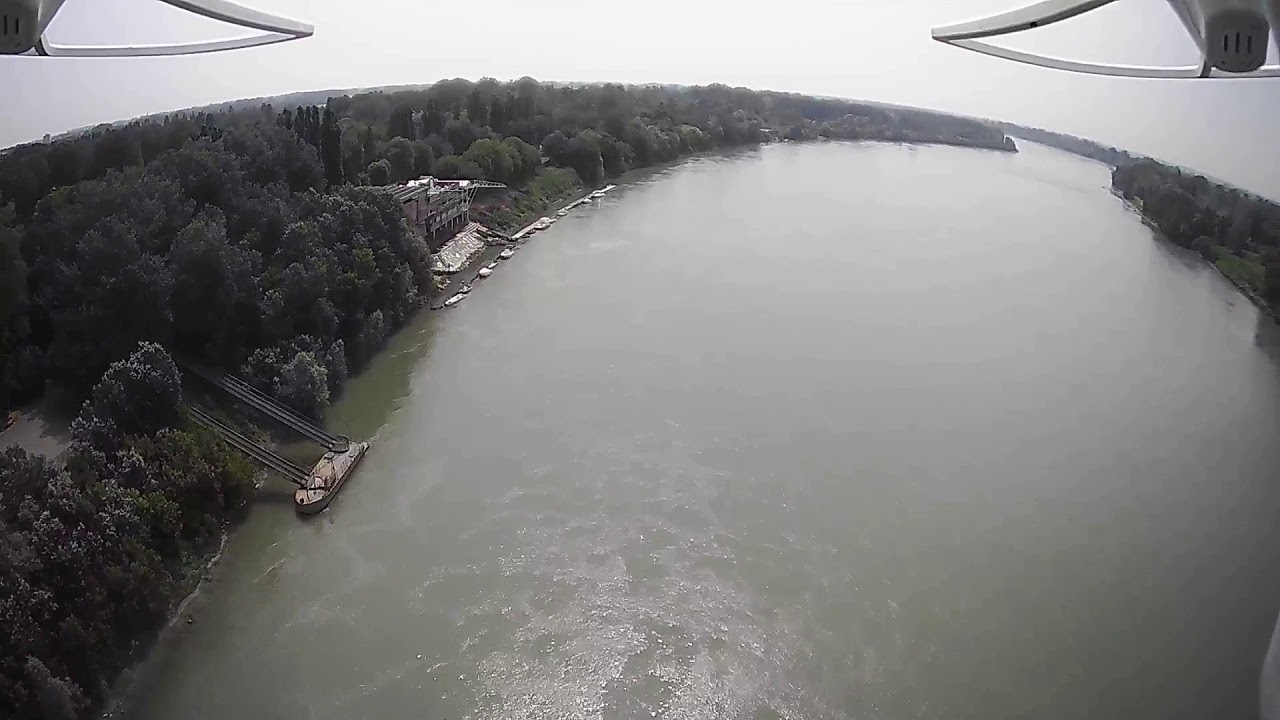Fiume #Po video con la camera del #drone Potensic T35, parco al Po lungofiume, Fiera S. Pietro