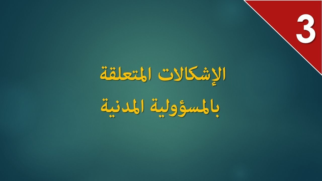المسؤولية المدنيةS3: الاشكالات المتعلقة بالمسؤولية المدنية