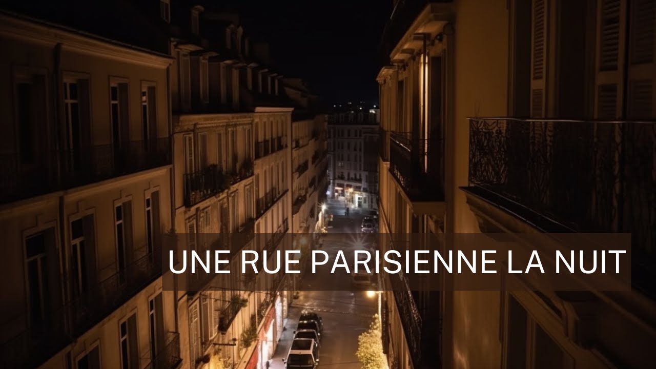 "🎧 Bruit de la nuit parisienne 🌃 - Vue nocturne d'un balcon dans une rue animée de Paris"