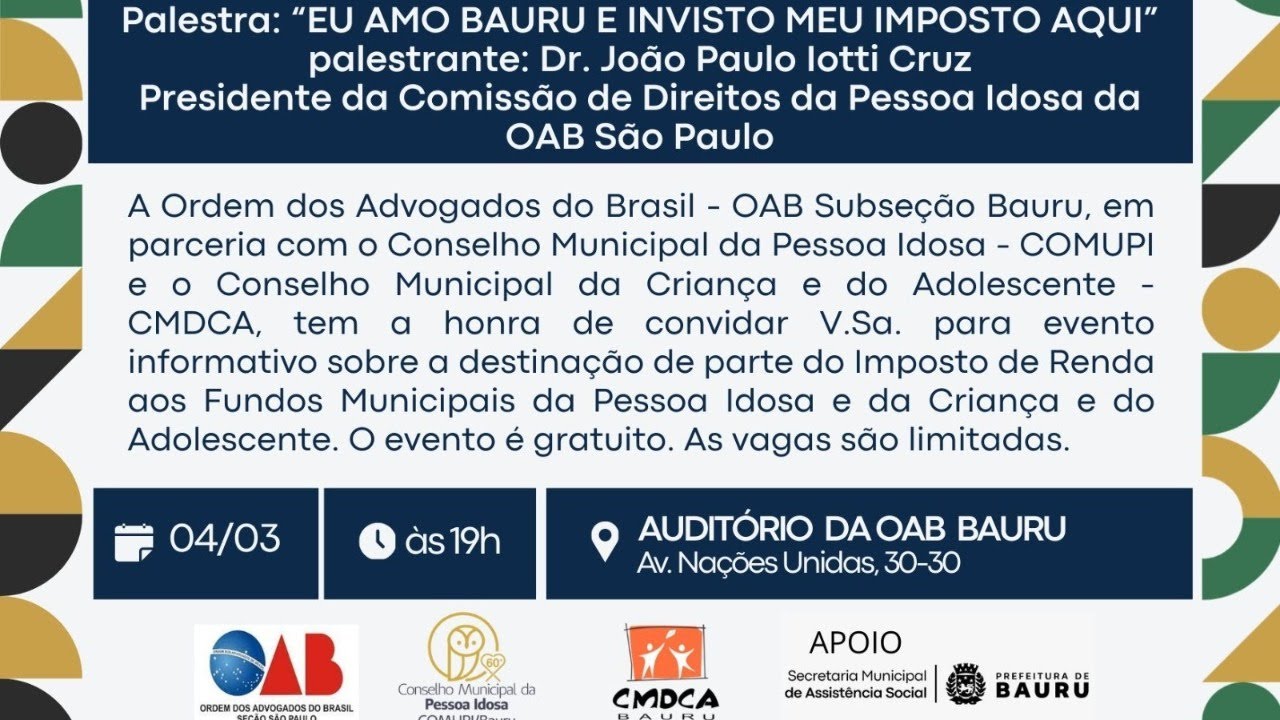 Eu Amo Bauru e invisto meu imposto Aqui
