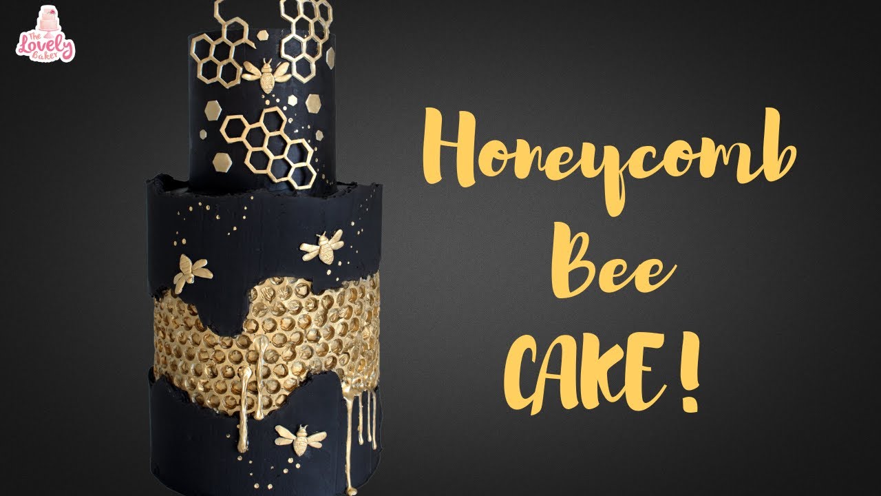 Bumblebee Fault Line Honeycomb Cake Tutorial! Black and Gold Cake