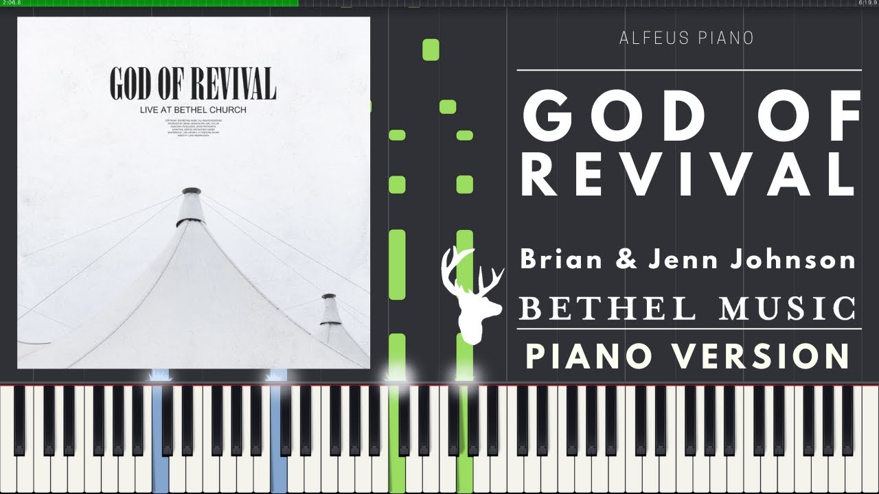 GOD OF REVIVAL (Brian & Jenn Johnson) in key C Major | Piano Version TUTORIAL (synthesia)