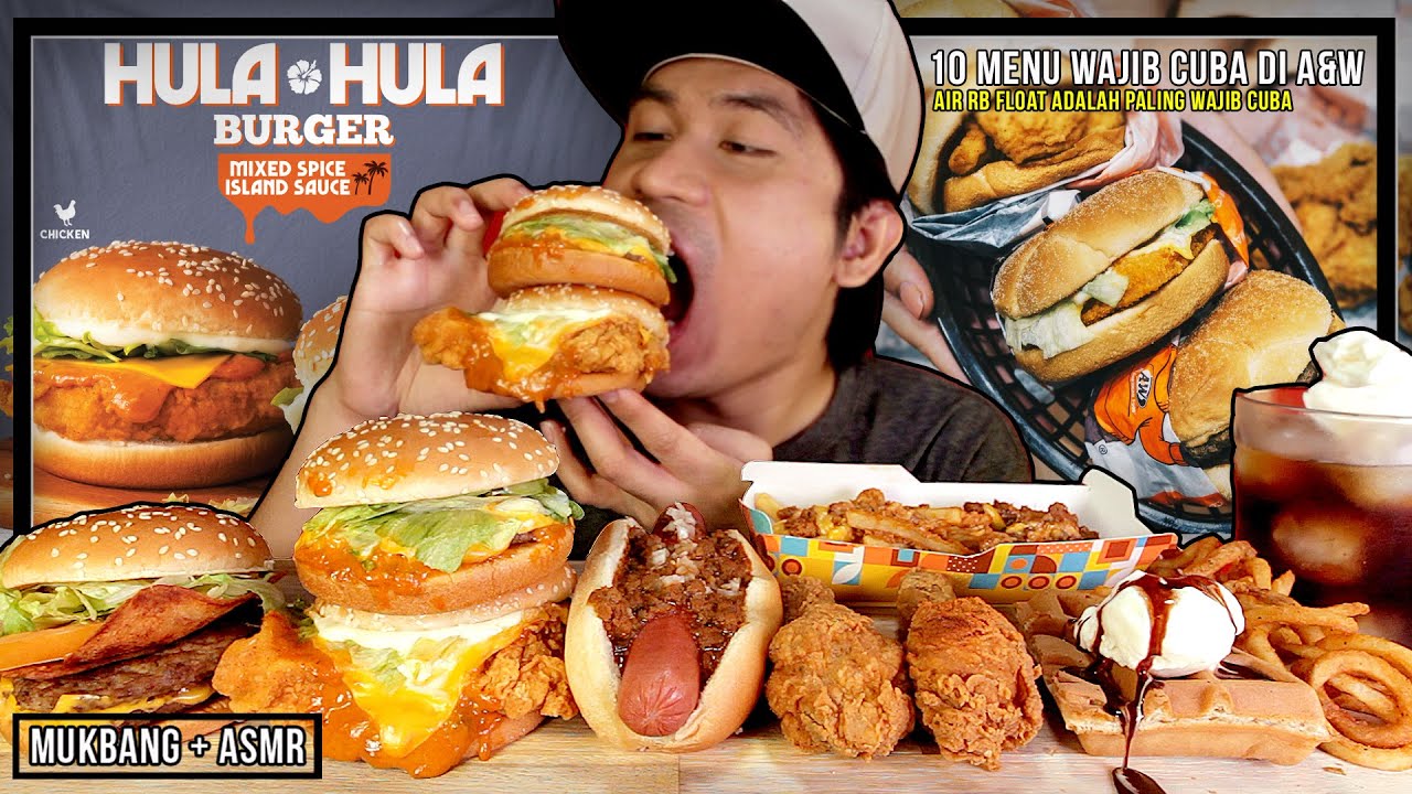 10 MENU WAJIB BORONG di A&W | MUKBANG MALAYSIA (HULA HULA BURGER)