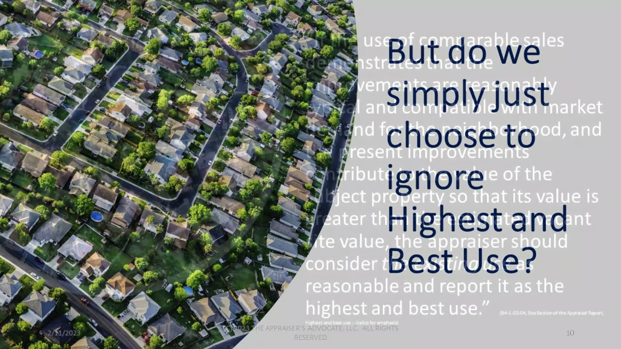 Tim Andersen with more on HIGHEST AND BEST USE