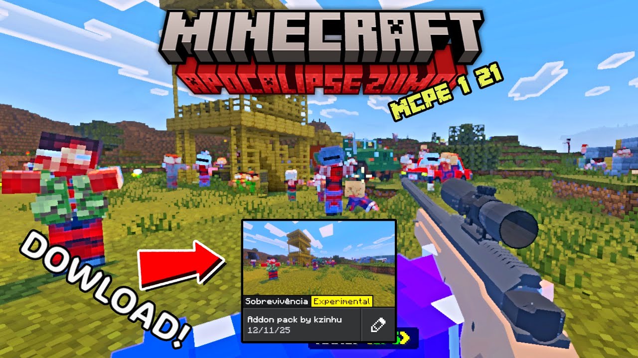 5 MELHORES Addons de Apocalipse Zumbi para Minecraft Bedrock 1.21 + Mapa Atualizado!