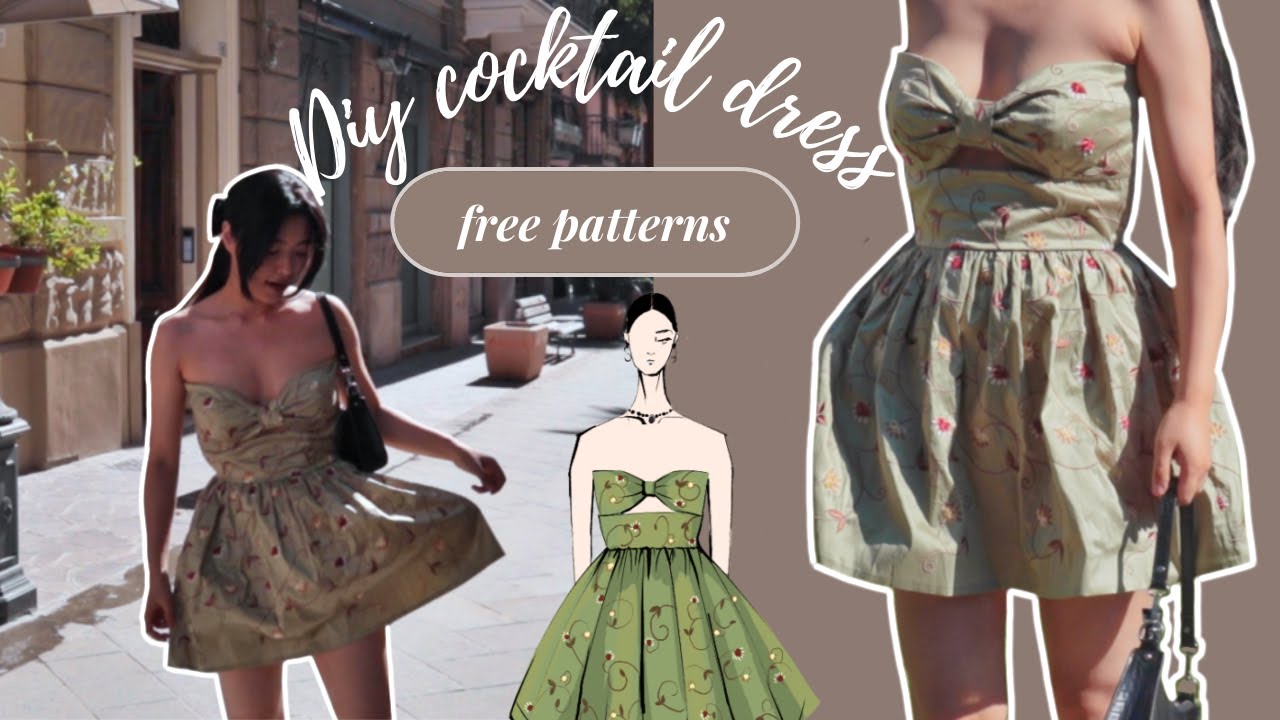 DIY bow bustier dress + FREE PATTERNS // diy cocktail dress// diy homecoming dress