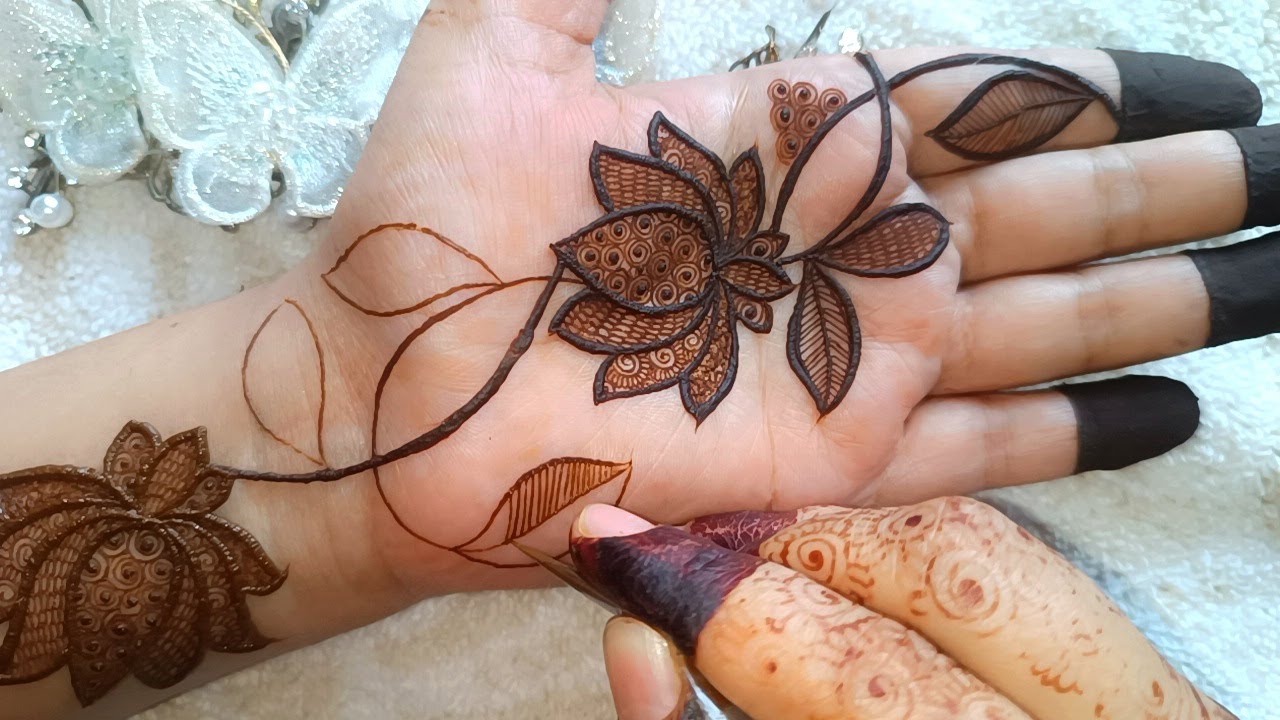 Latest Bold Lotus Mehndi Design 2024 | Step by Step Tutorial | Mehandi Design | Henna Fever