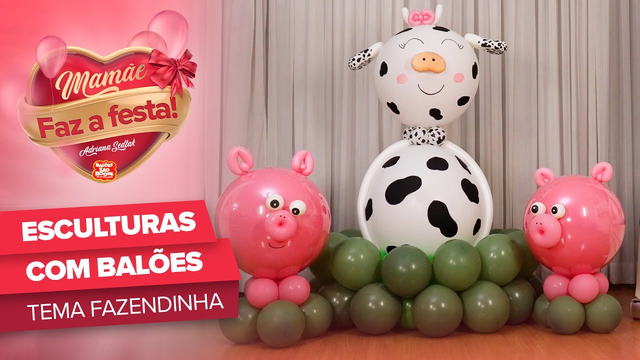 Escultura de Balões com Tema Fazendinha | Vaquinha de Balões | Balões São Roque