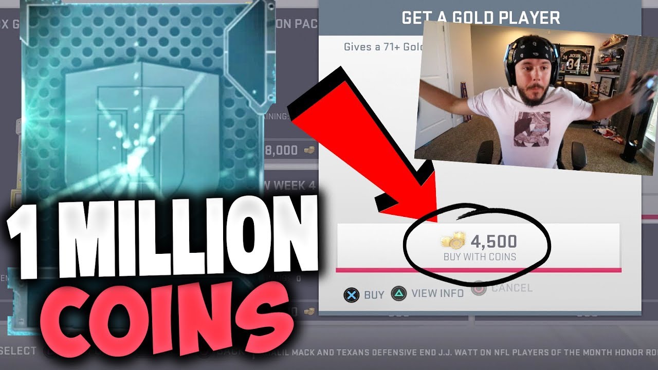 1 MILLION COINS IN GET A GOLD PLAYER PACKS - MADDEN 19 FULL LEGEND PULL