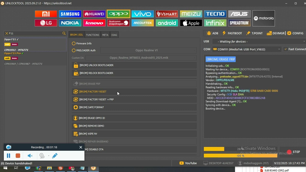 OPPO F11 FRP RESET UNLOCK TOOLS