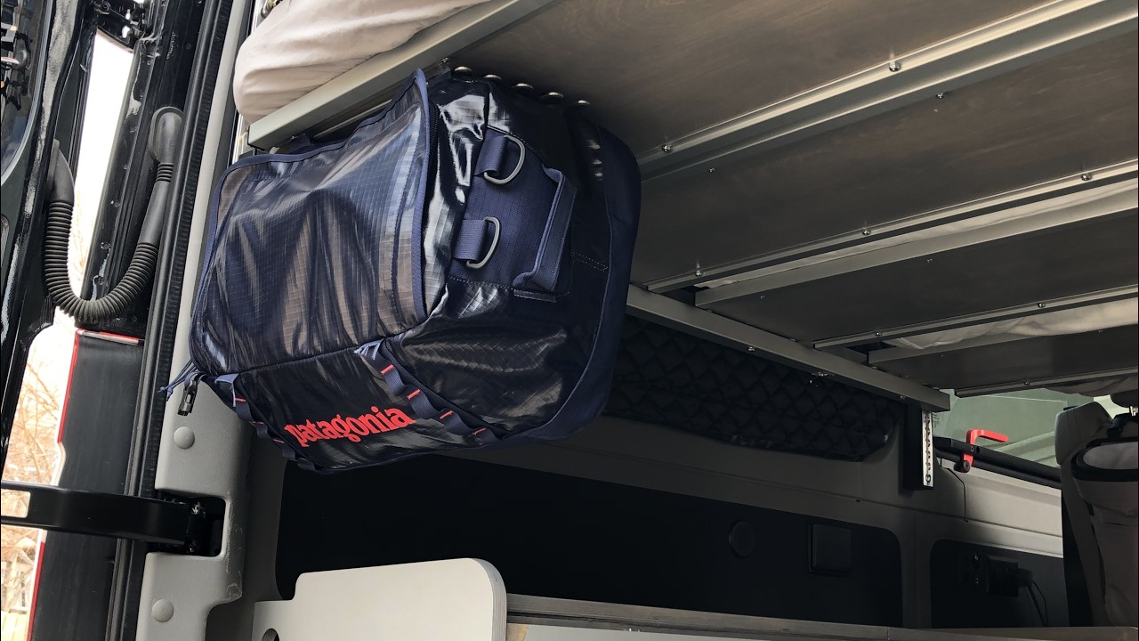 Hang LoftLockers from Aspen Frontiers to create soft cabinets for Vanlife & Overlanding