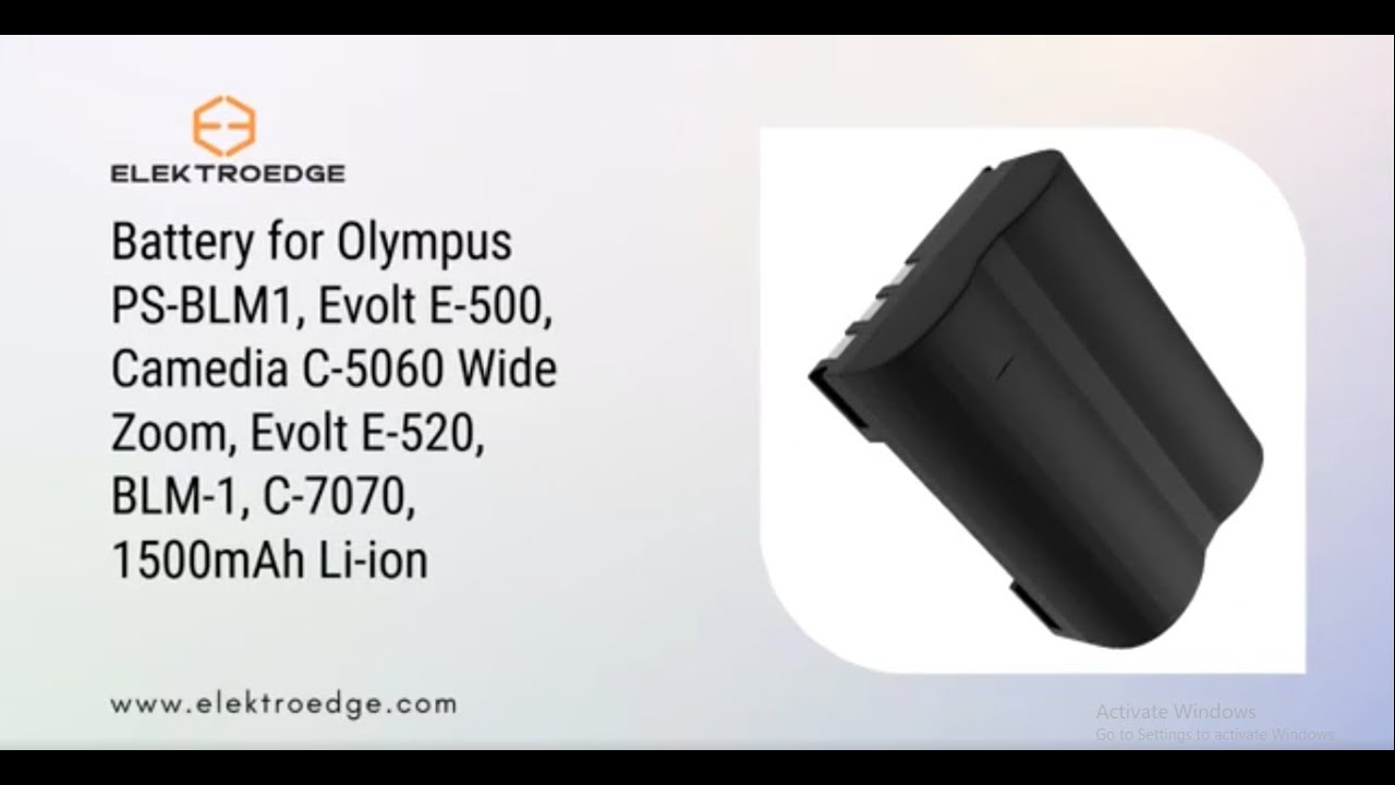 Battery for Olympus PS-BLM1, Evolt E-500, Camedia C-5060 Wide Zoom, Evolt E-520, 1500mAh Li-ion