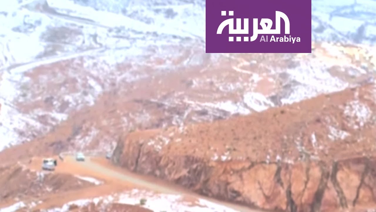 سكان تبوك وضواحيها يتجهون إلى جبل اللوز المغطى بالثلوج