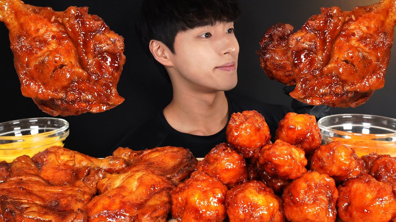 BBQ 황금올리브 양념치킨, 자메이카 통다리 치킨 먹방 BBQ GRILLED CHICKEN & SEASONED CHICKEN MUKBANG ASMR