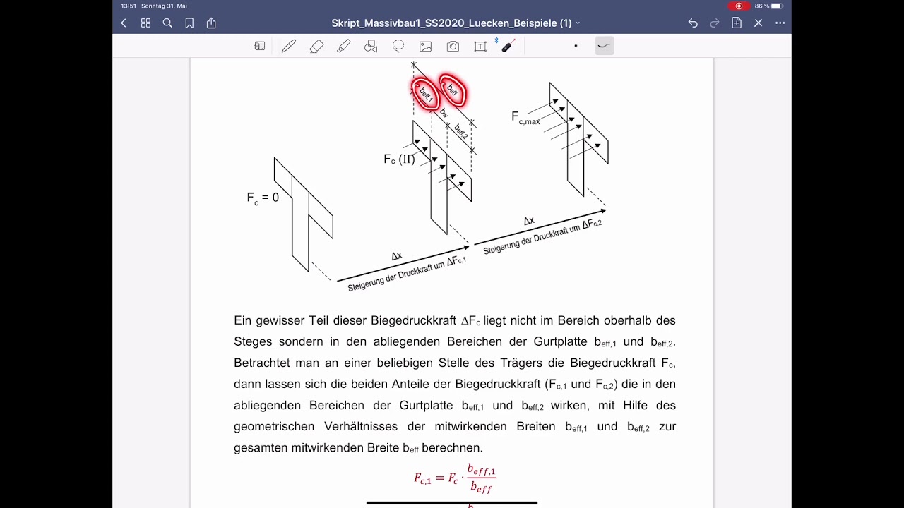 Massivbau 1, Vorlesung 20 - Anschluss Druckgurt