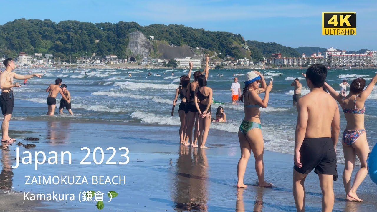 4k hdr japan travel | Walk in ZAIMOKUZA BEACH（材木座海岸）Kamakura (鎌倉） japan |  Nature for relaxing