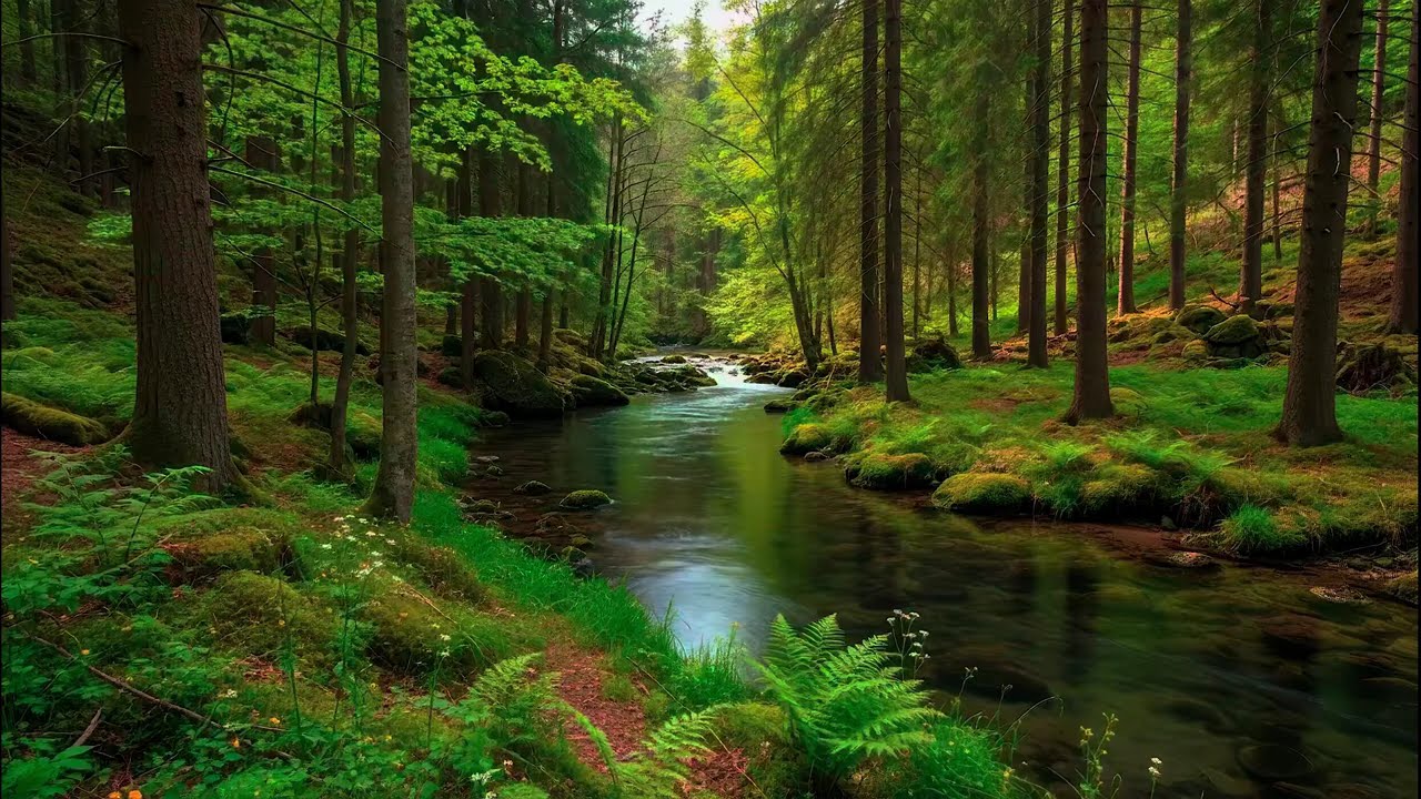 Flowing River Sound for Deep Sleep White Noise Forest Ambience for Stress & Mental Health