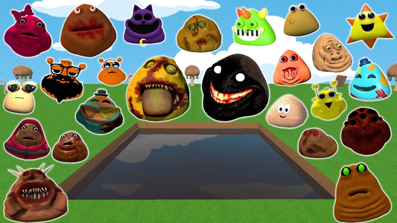 DESTROY ALL ROBLOX 3D POU BOU'S REVENGE FAMILY in CHOCOLATE BIG HOLE Garry's Mod