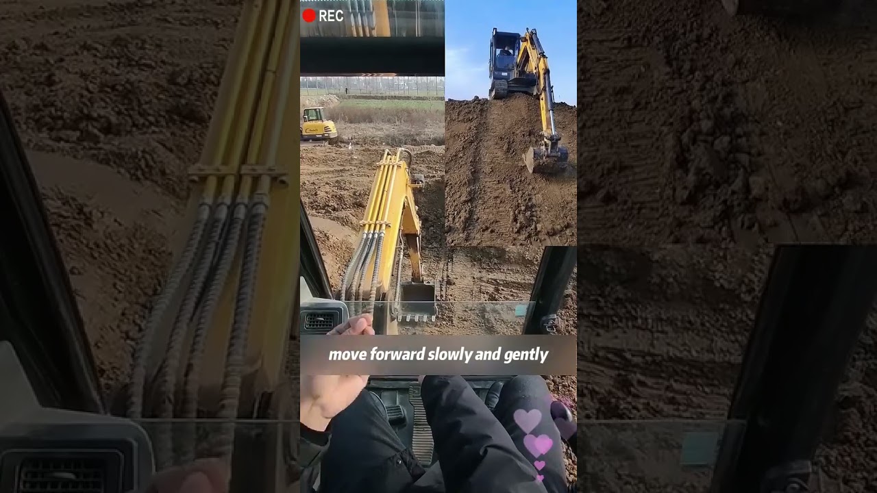 how to safely go down a steep slop with an excavator