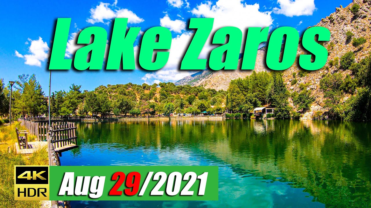 Exploring Zaros Lake and Village, Crete Greece, 2021, Walking tour, 4K UHD