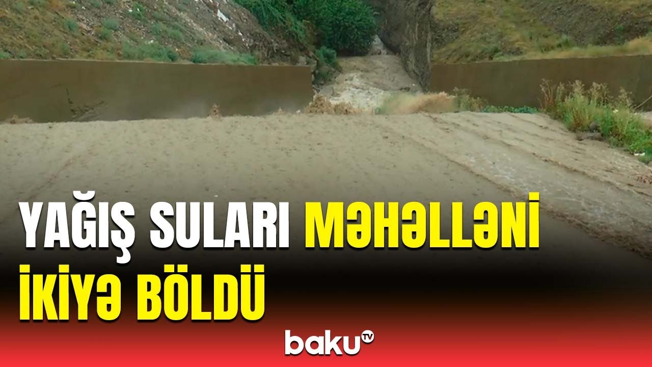 Kanalı ləğv etdilər, ona görə belə axın olur | Gəncədə yeni məhəllə su altında qaldı