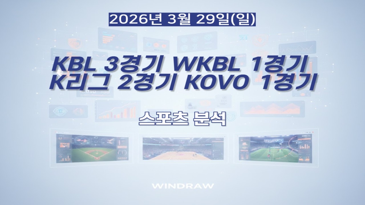 [스포츠분석]3월29일(일)KBL,WKBL,K리그,KOVO,국내농구,국내축구,국내배구,프리뷰,스포츠토토,프로토,윈드로우