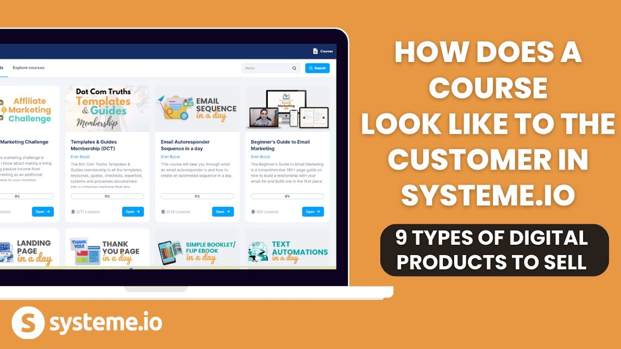 How does a course look like to the customer in Systeme.io (9 types of digital products you can sell)