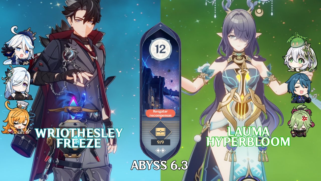 C0 Wriothesley Freeze & C0 Lauma Hyperbloom | Genshin Impact Abyss 6.3 Floor 12 9 Stars