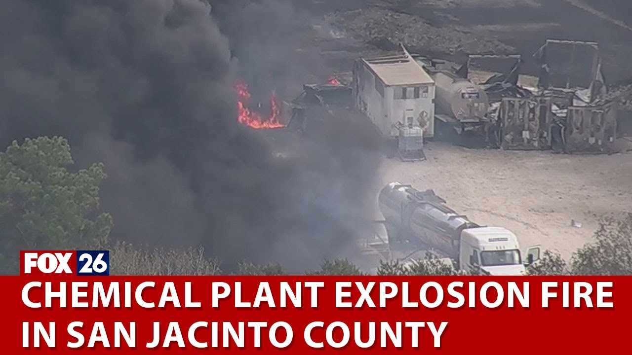 Shepherd, Texas chemical plant explosion fire on FM 1127 in San Jacinto County