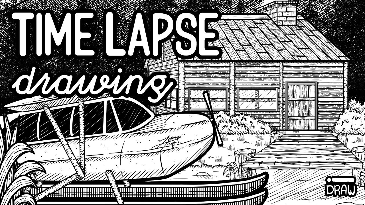 Digital Drawing - Cabin in the Wood | Time Lapse Line Art Illustration | Dot Line Draw – Zarya Kiqo