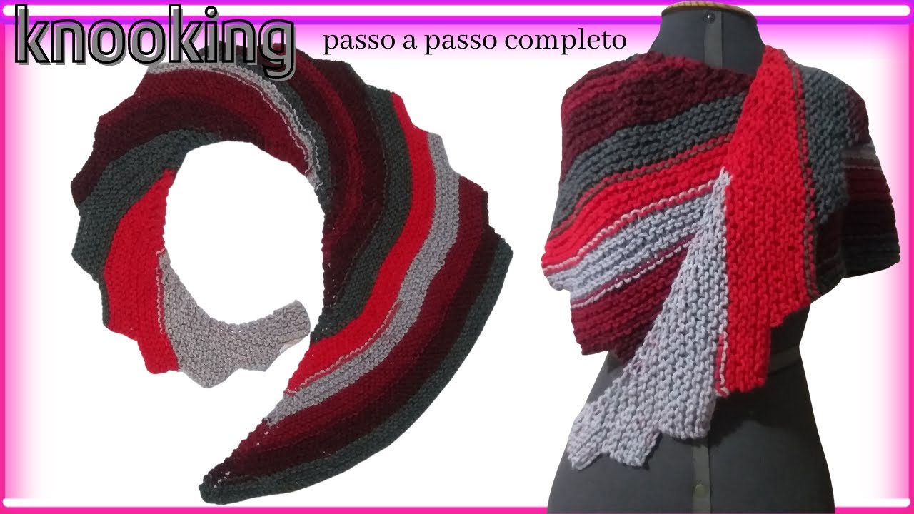 como fazer  Cachecol / Echarpe/  Knooking  no modelo cauda de Dragão passo a passo @marlythibes
