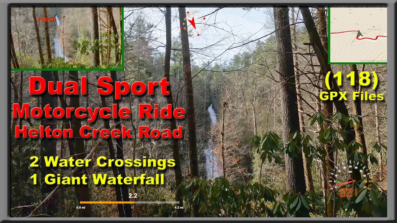 Dual Sport Motorcycle Tour Helton Creek Road (118). 2 TW200s,1 KTM 690 Ride North Georgia Mountains.
