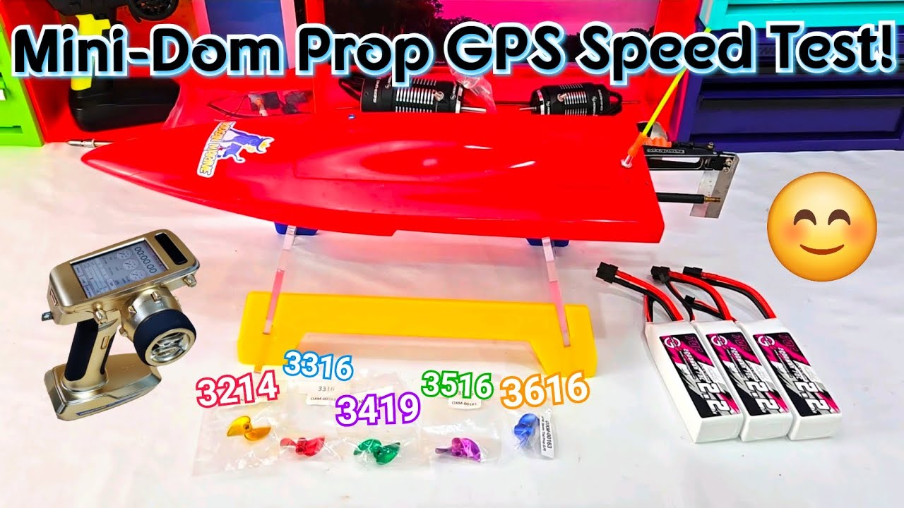 Rc Boat Speed Test: Mini-Dom 2 power system on assorted props