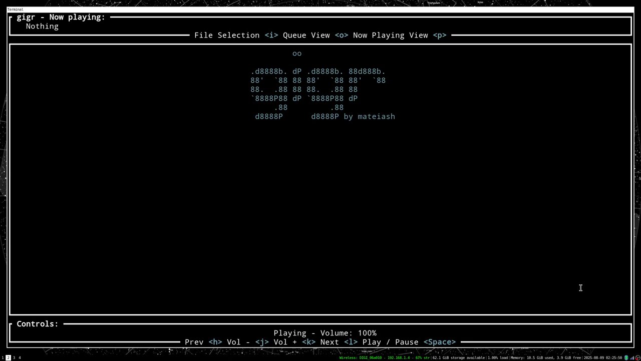 terminal interface music player in rust - demo