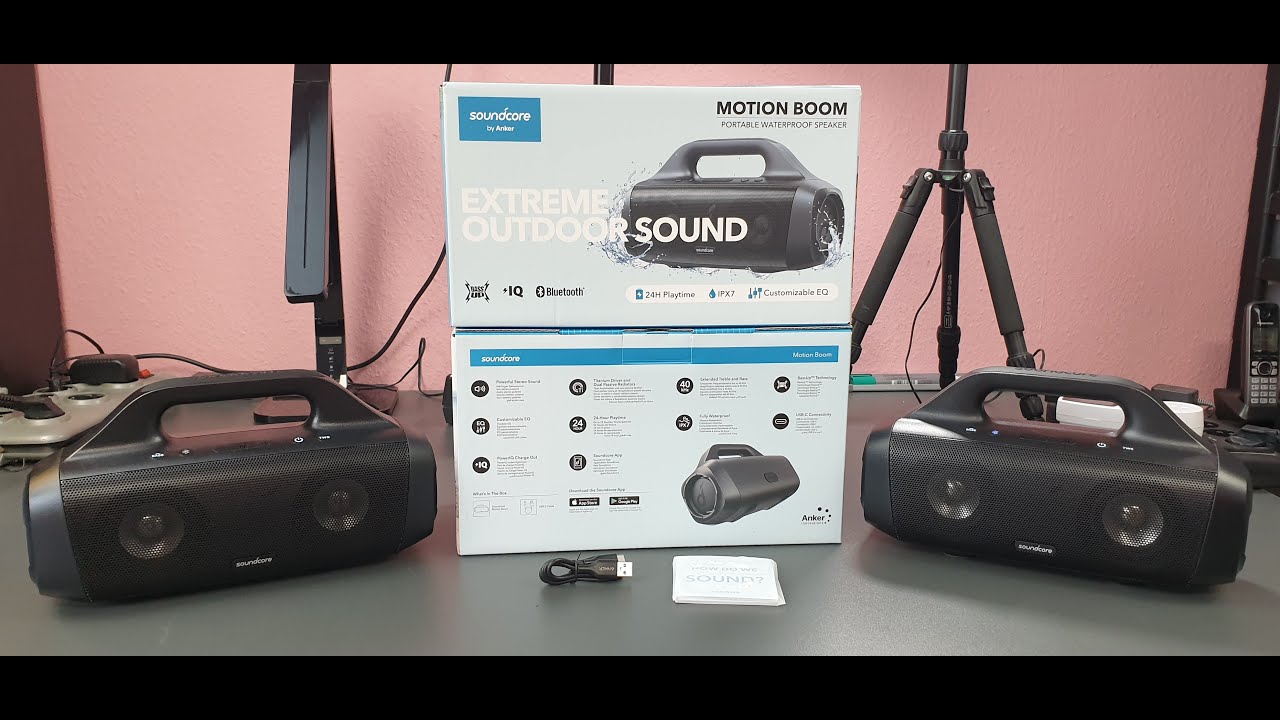 Anker Soundcore Motion Boom Bluetooth Lautsprecher - BassUp - TWS (True Wireless Stereo) - IPX 7