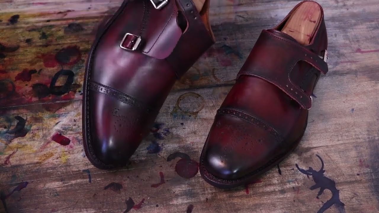 Custom Patina on Allen Edmonds St. John's Monkstraps: Walnut to Black Cherry