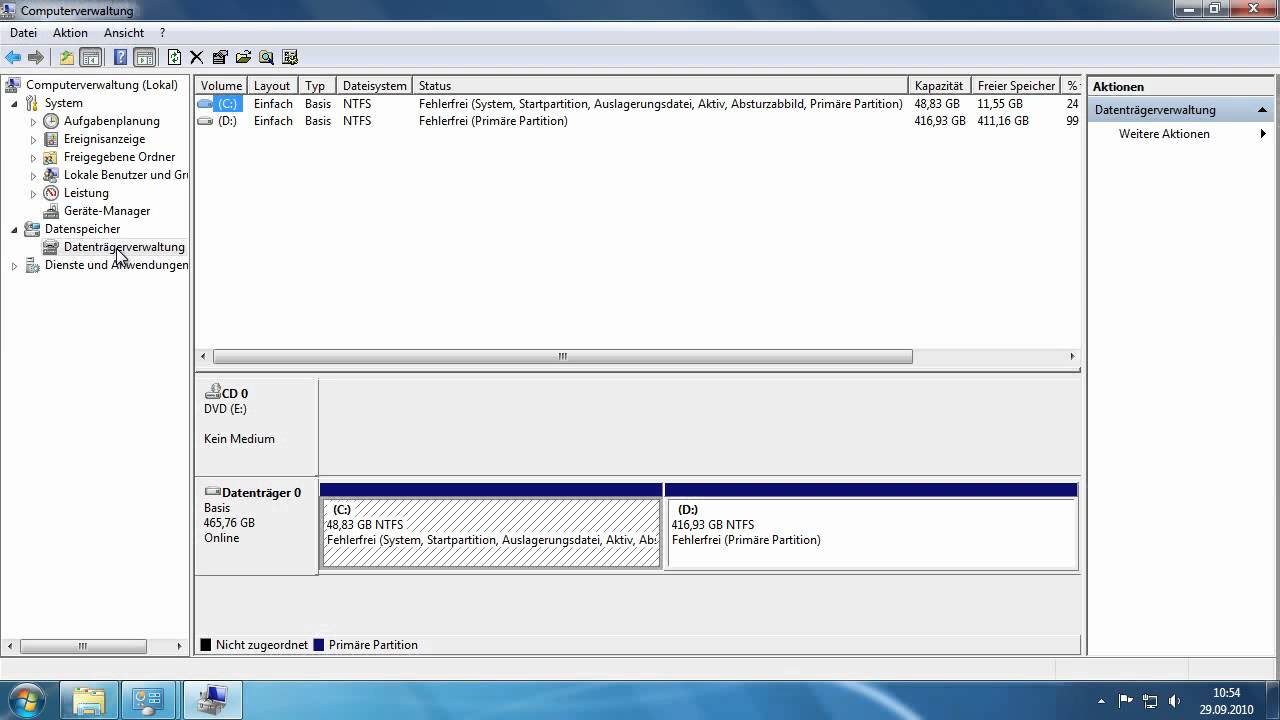 Windows 7 - Partitionen im laufenden Betrieb erstellen und erweitern