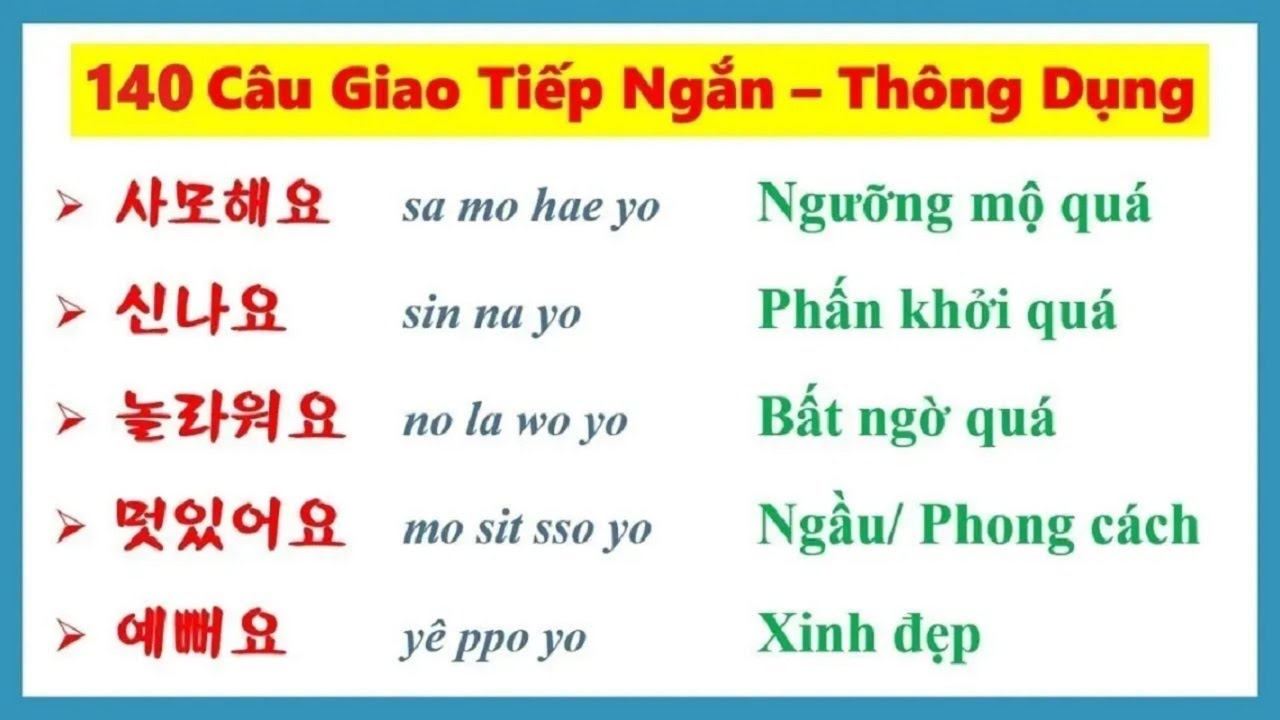 140 Câu Tiếng Hàn Giao Tiếp Hằng Ngày Ai Cũng Cần Biết