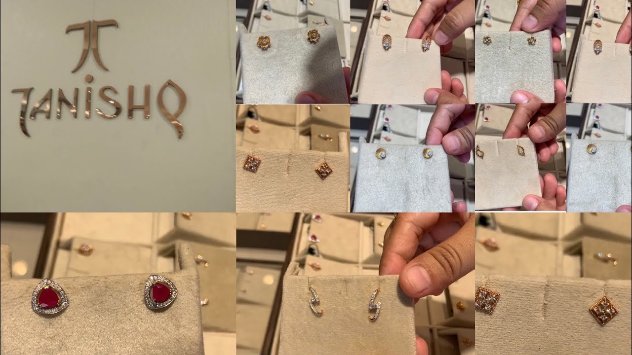 Latest new collection diamond stud earrings with price | Tanishq diamond earrings with price