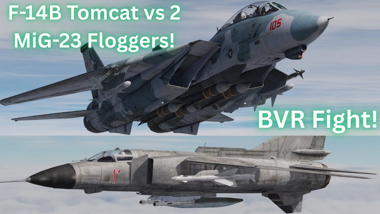 F-14B Tomcat против двух МиГ-23 Floggers: Бой на БВР! DCS