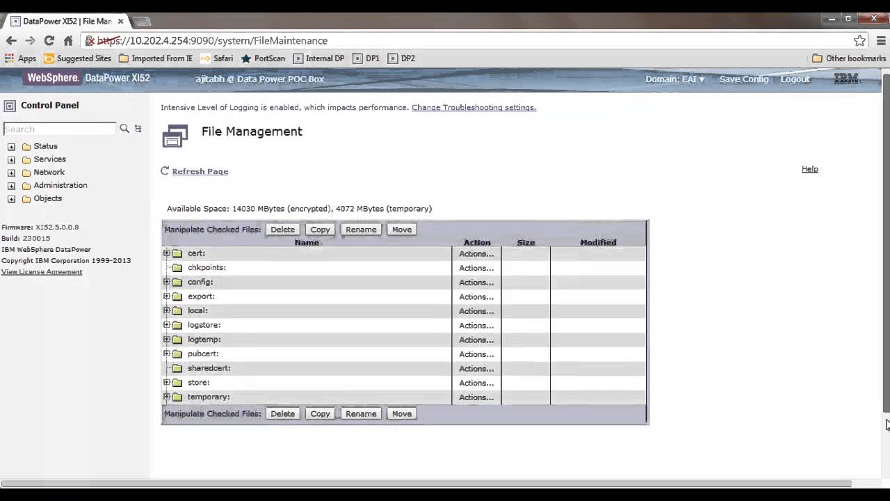 Introduction to IBM Datapower XI52 GUI Interface