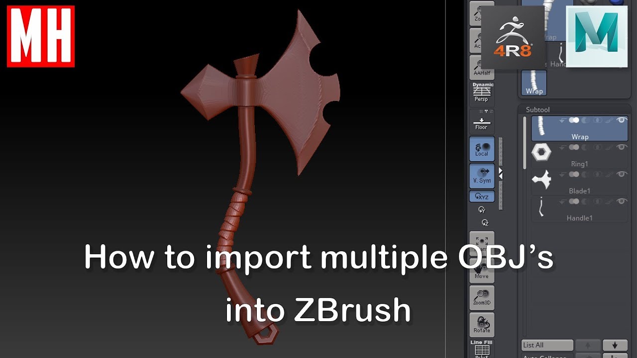 ZBrush Beginner Series 03 : How to import multiple OBJ's into ZBrush and into one tool ?