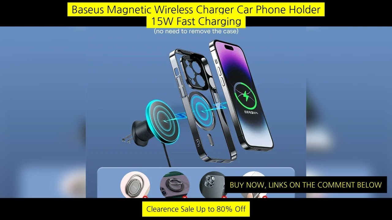 Baseus Magnetic Wireless Charger Car Phone Holder 15W Fast Charging Wireless