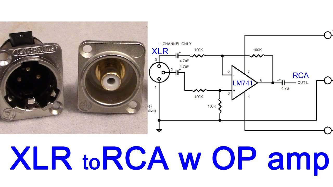 how to make XLR to RCA adapter for unbalanced audio amplifiers. Balance to Unbalance input converter