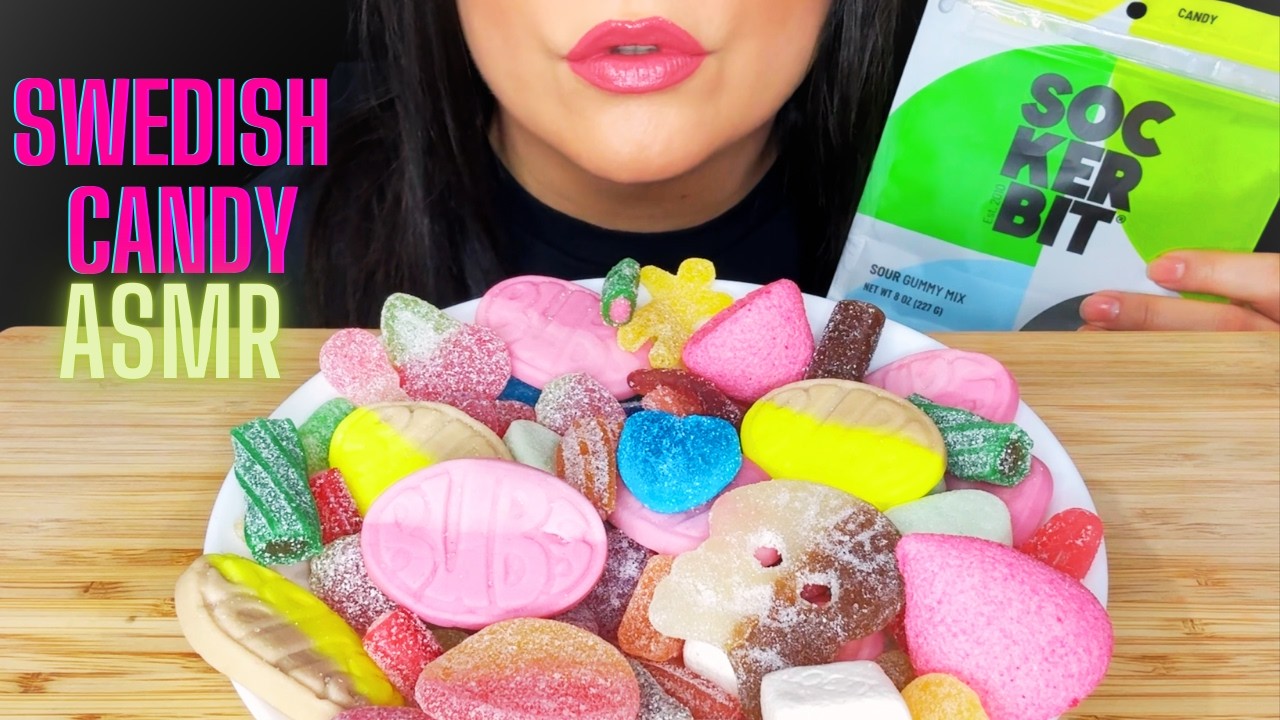 TRYING SWEDISH CANDY (SOCKERBIT) FOR THE FIRST TIME! ASMR MUKBANG | EATING SOUNDS