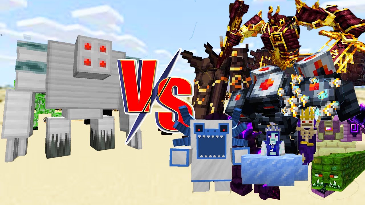Redstone Powered Iron Golem VS Bosses In The Twilight Forest & L_Ender 's Cataclysm | Minecract
