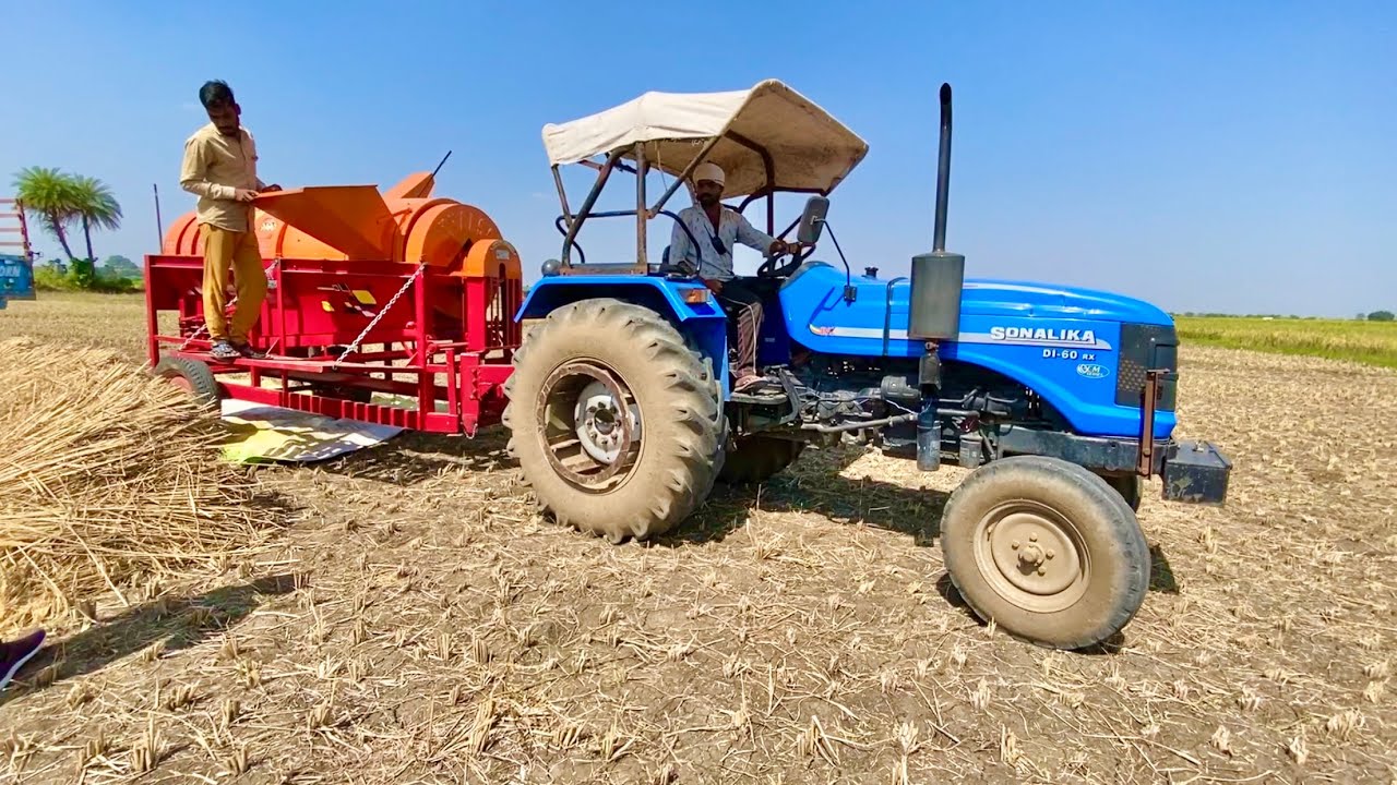 Day-1 |  New Paddy Thresher First Time using in Dhan | Sonalika Di 60 Rx Tractor