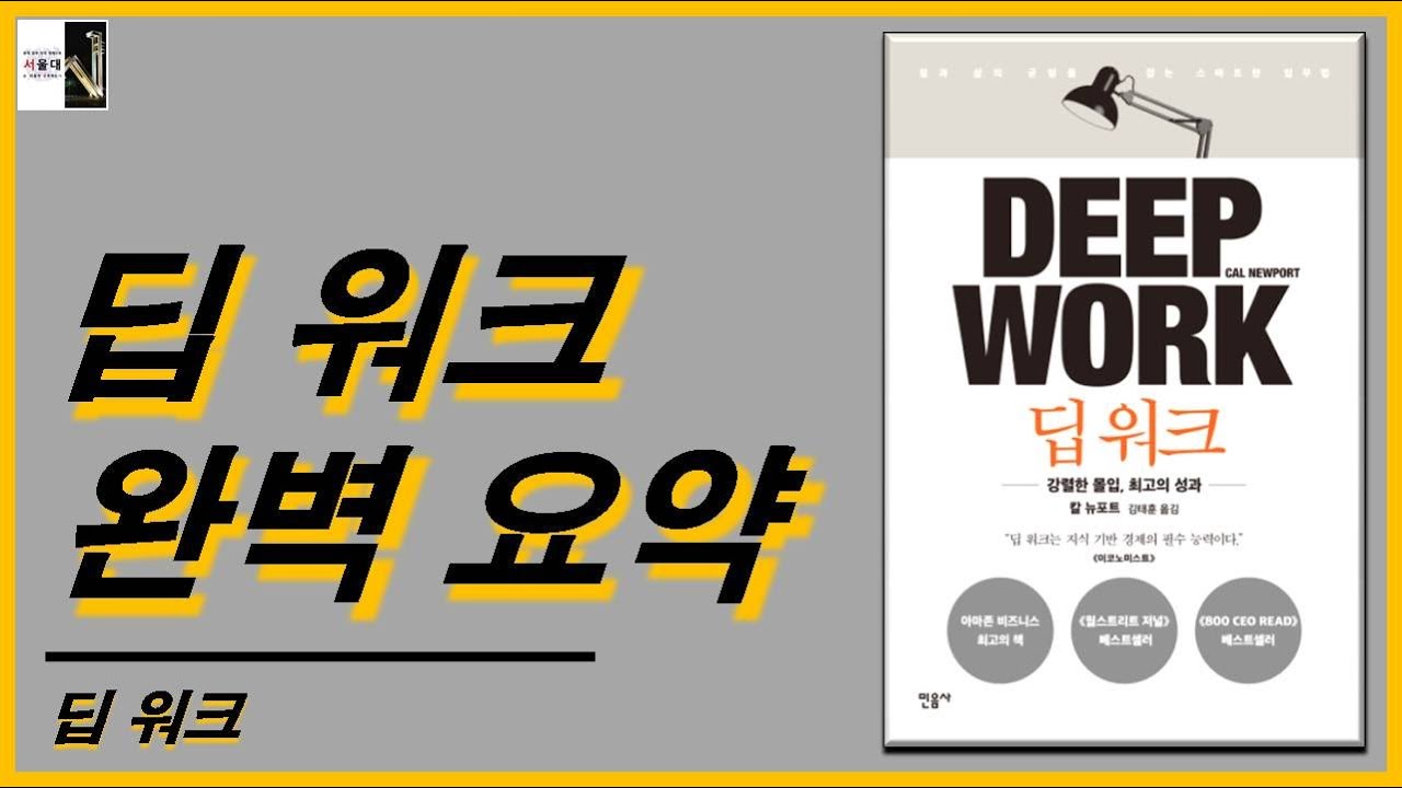 딥 워크 요약_거절 고립 기록 몰입(딥 워크 10)[서울대는 어떻게 공부하는가 E346]