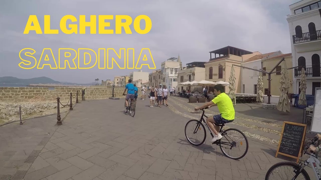 Walking on the street of Historical Center of ALGHERO, SARDINIA, SARDEGNA, ITALY