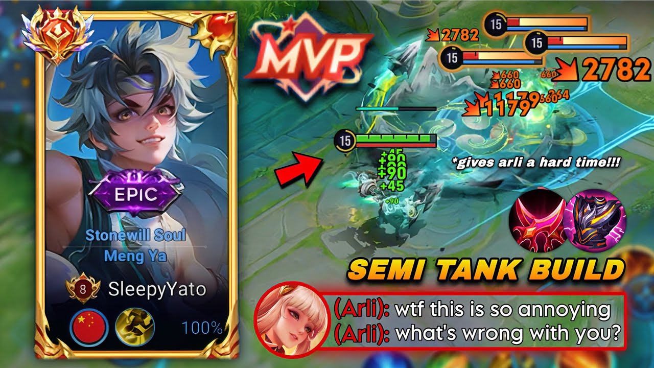 MENGYA SEMI TANK BUILD GIVE ARLI A HARD TIME IN FARM LANE LEGEND RANK GAMEPLAY! | HONOR OF KINGS